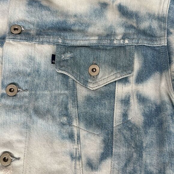 Levi's Made & Crafted Boxy Tie Dyed Denim Trucker Jacket Blue White Size 0 - Picture 7 of 12